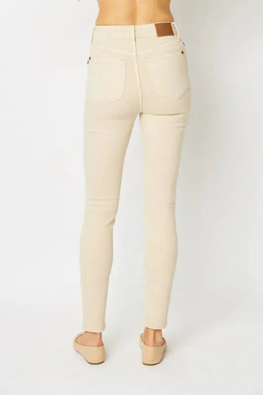 Full Size Garment Dyed Tummy Control Skinny Judy Blue Jeans - Be Bliss Boutique
