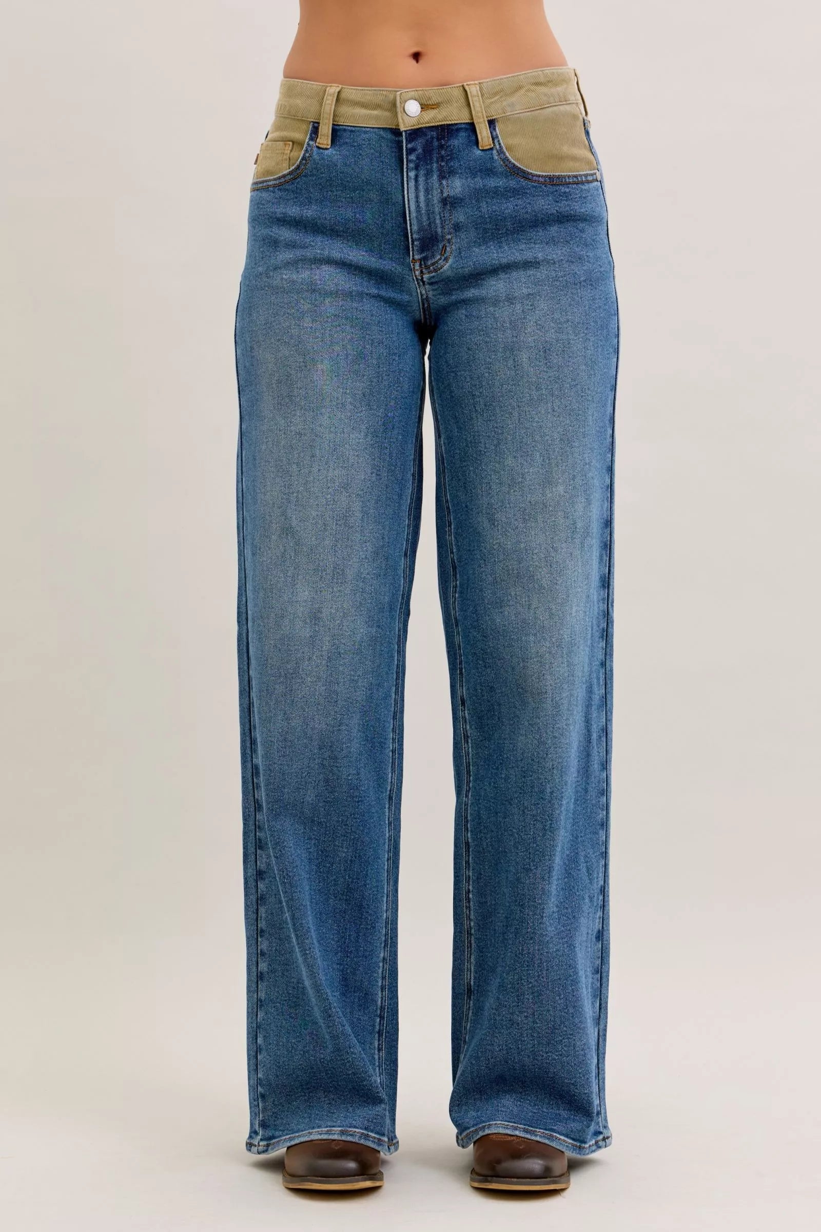 Judy Blue Jeans - MR Column Straight Jeans with Corduroy Waist - Be Bliss Boutique