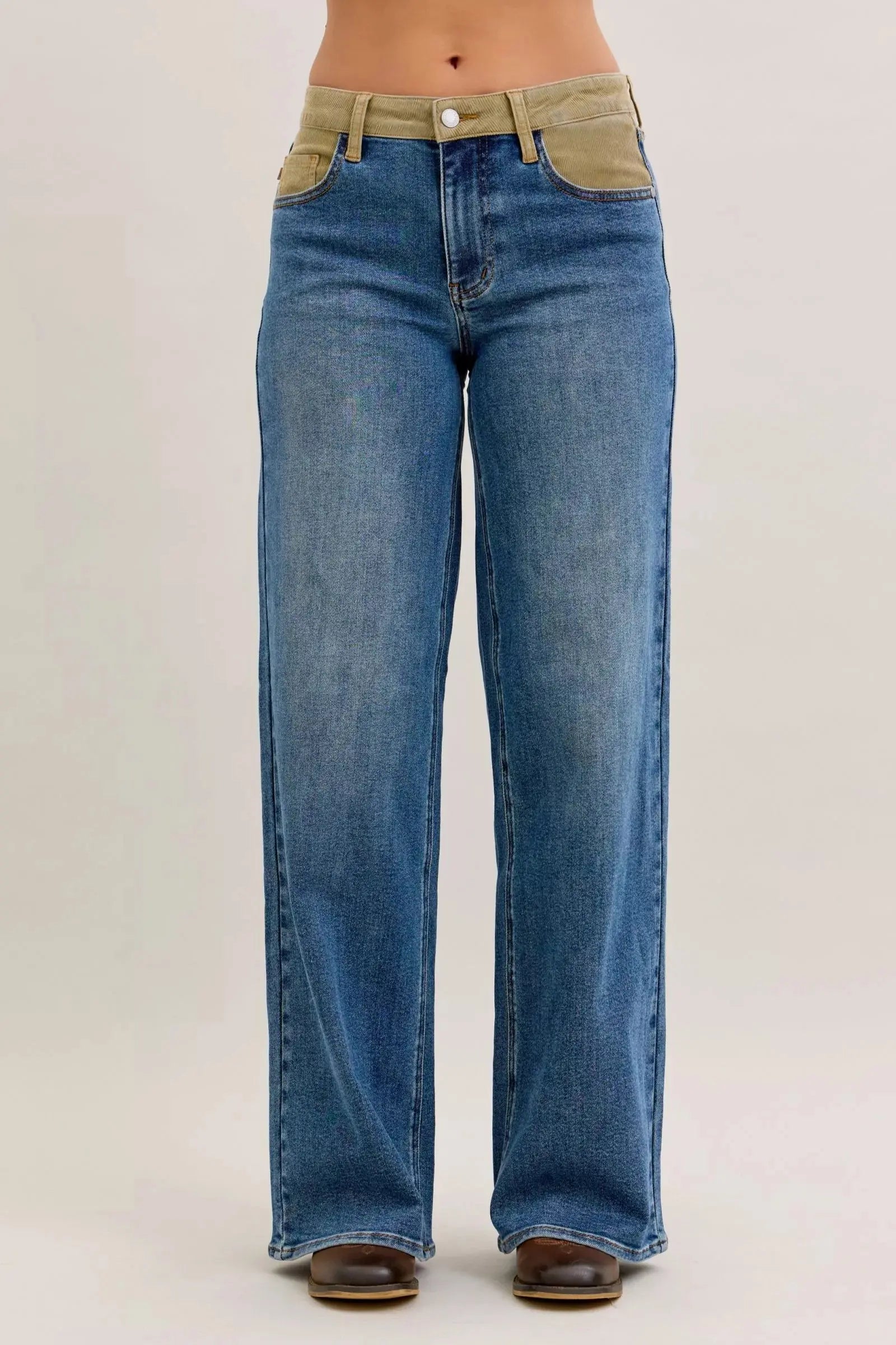Judy Blue Jeans - MR Column Straight Jeans with Corduroy Waist - Be Bliss Boutique