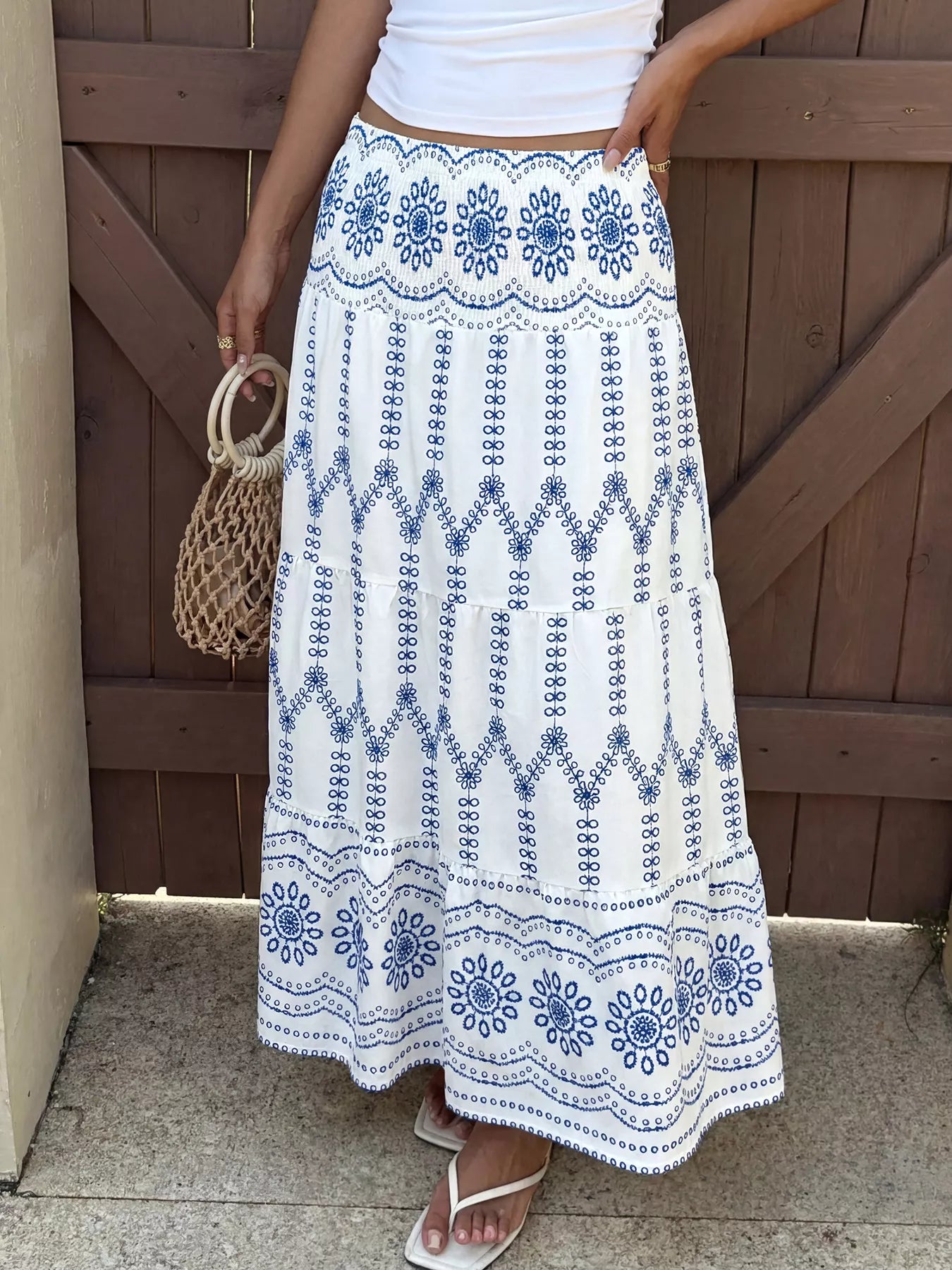 Printed Tiered Maxi Skirt - Be Bliss Boutique