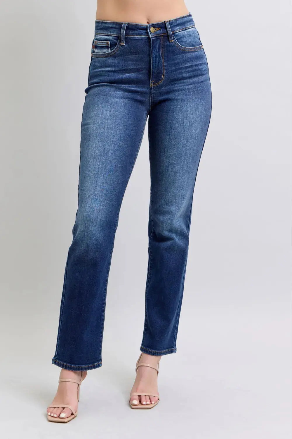 Full Size Washed Straight Leg Judy Blue Jeans with Pockets - Be Bliss Boutique