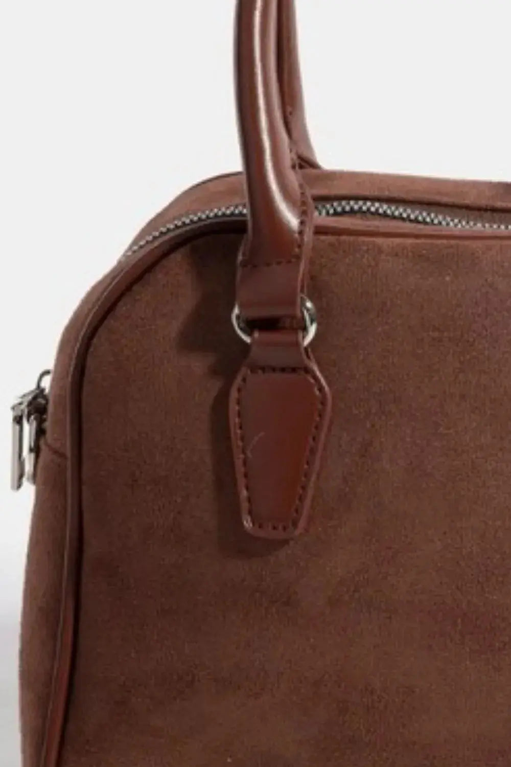 Fame Faux Leather Dark Brown Handle Boxy Handbag - Be Bliss Boutique
