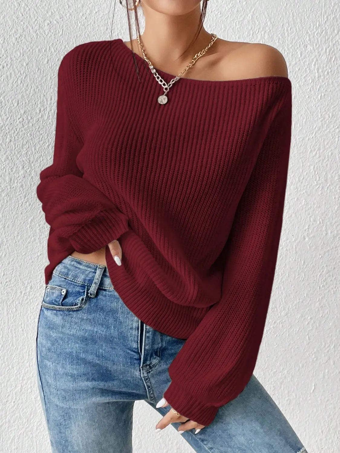 Honey Long Sleeve One Shoulder Sweater - Be Bliss Boutique