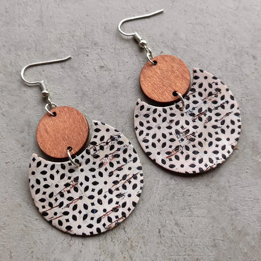 Polka Dot Wooden Ms. Pac-Man Boho Dangle Earrings - Be Bliss Boutique