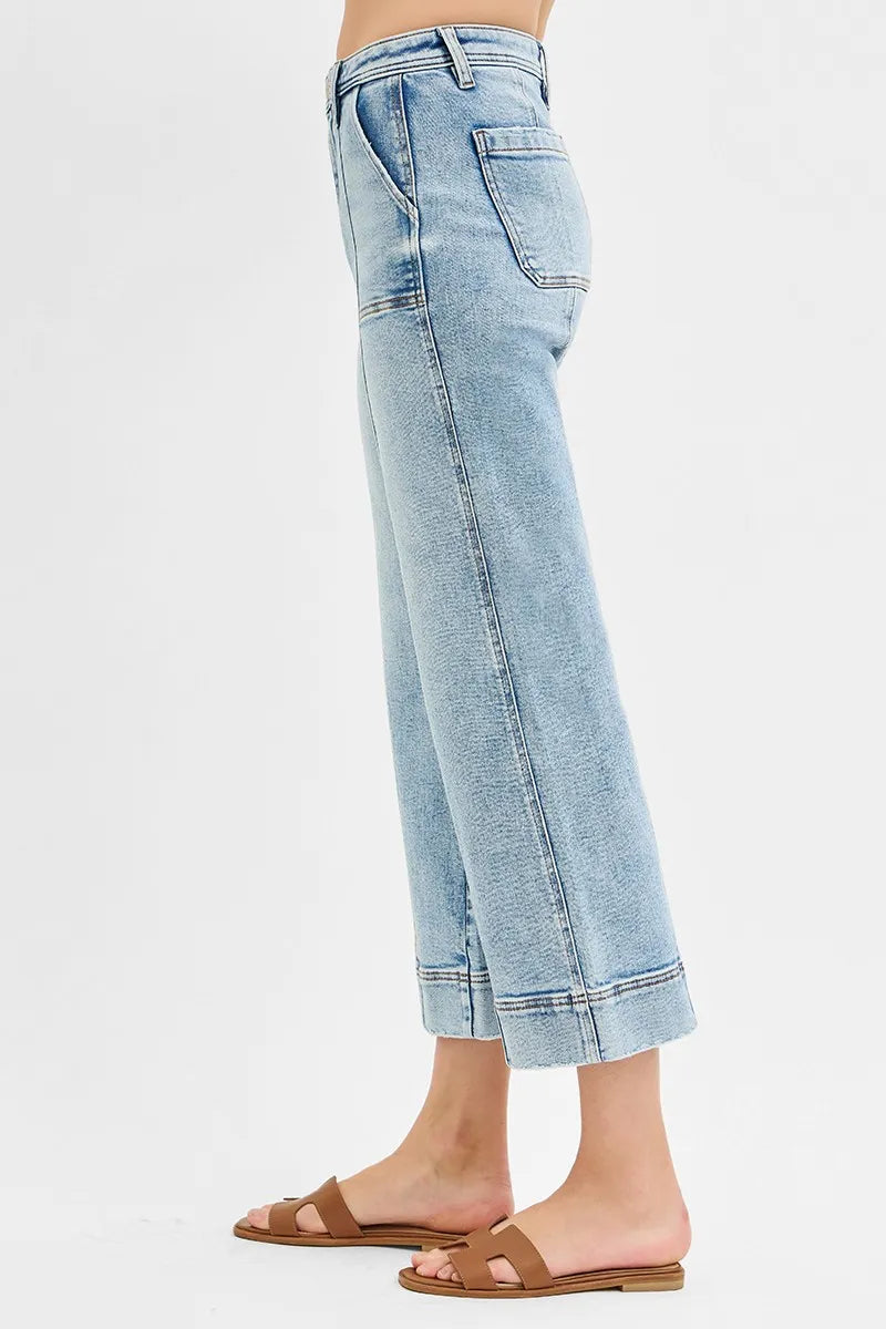High-Rise Crop Wide-Leg Front-Seam RISEN Jeans – Full & Plus Size - Be Bliss Boutique
