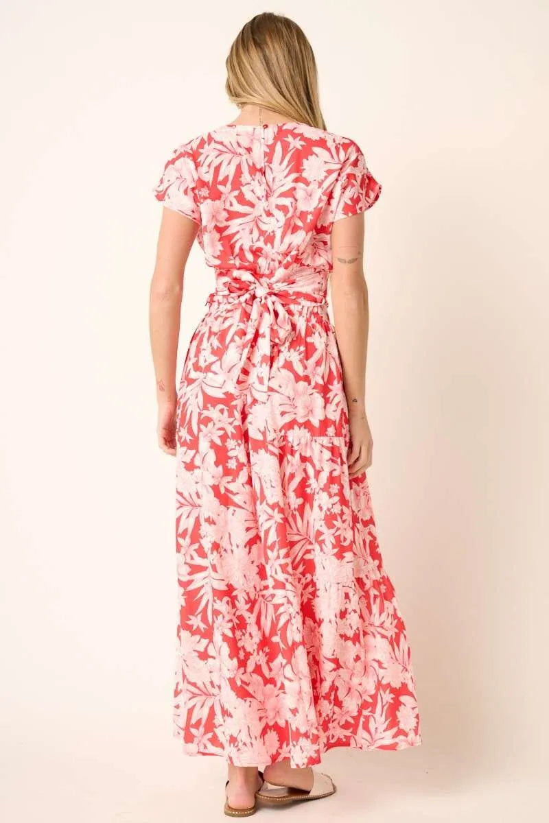 Mittoshop Tropical Floral Two-Piece Top & Tiered Maxi Skirt Set - Be Bliss Boutique