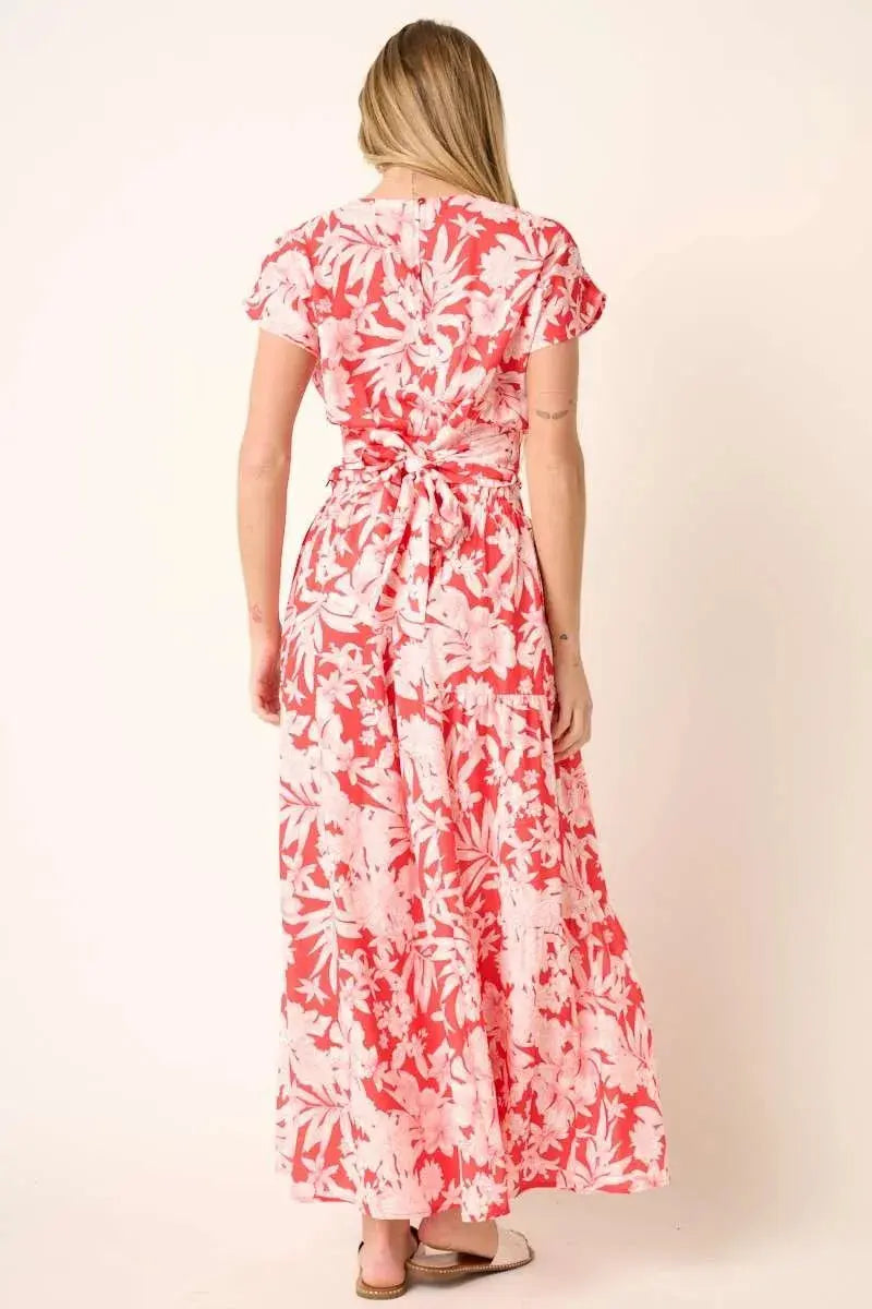 Mittoshop Tropical Floral Two-Piece Top & Tiered Maxi Skirt Set - Be Bliss Boutique