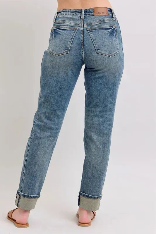 Full Size/Plus Size Mid Rise Vintage Wash Boyfriend Judy Blue Jeans - Be Bliss Boutique