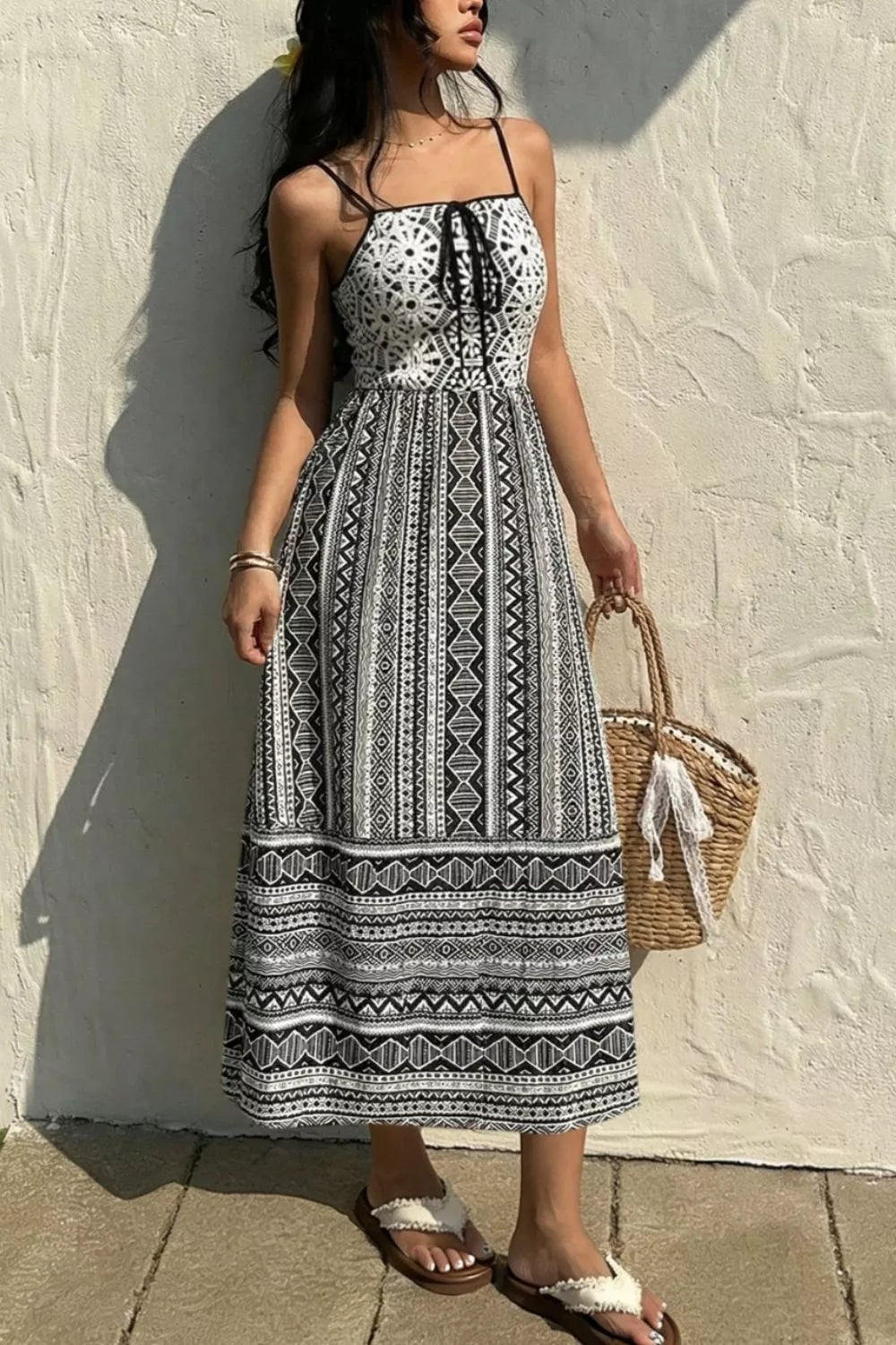 Tie-Front Square Neck Cami Dress - Be Bliss Boutique