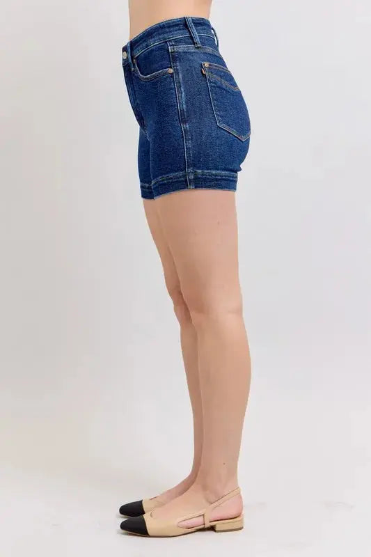 Judy Blue Jeans - Plus Size High Waist Tummy Control Denim Shorts - Be Bliss Boutique