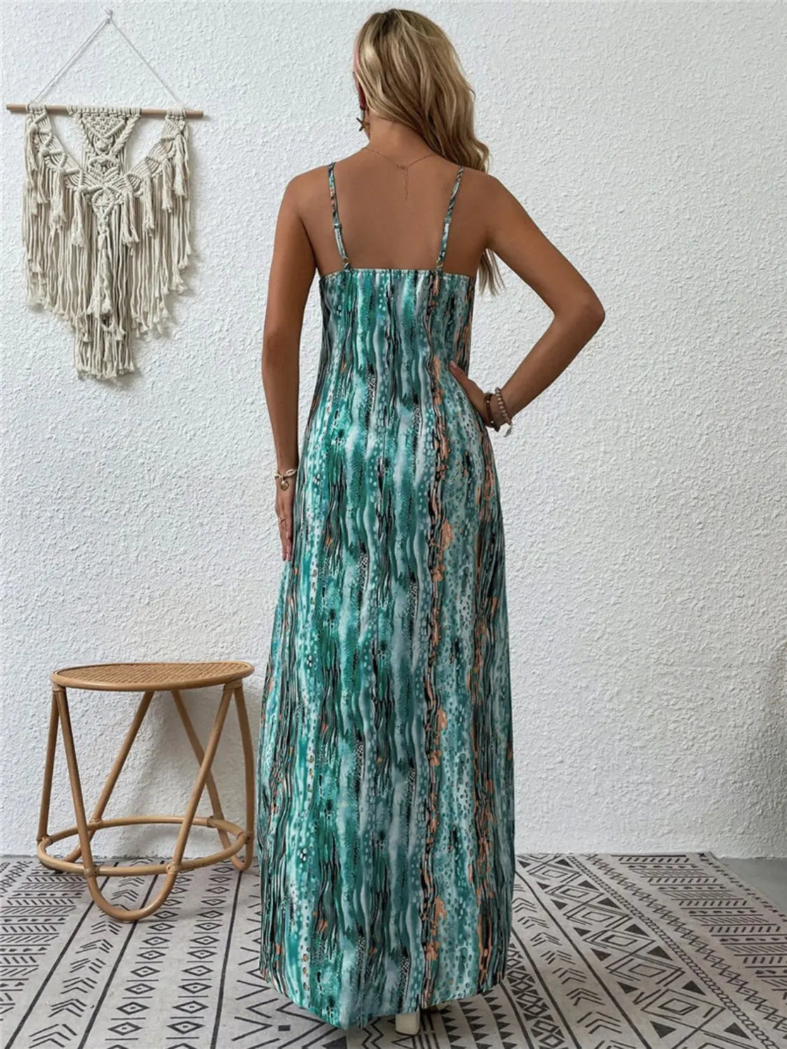 Full Size Printed Scoop Neck Maxi Cami Dress - Be Bliss Boutique