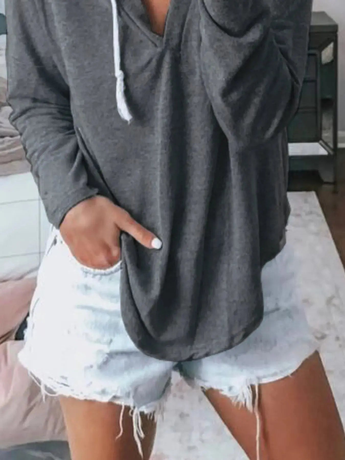 Plus Size Drawstring Long Sleeve Hoodie - Be Bliss Boutique