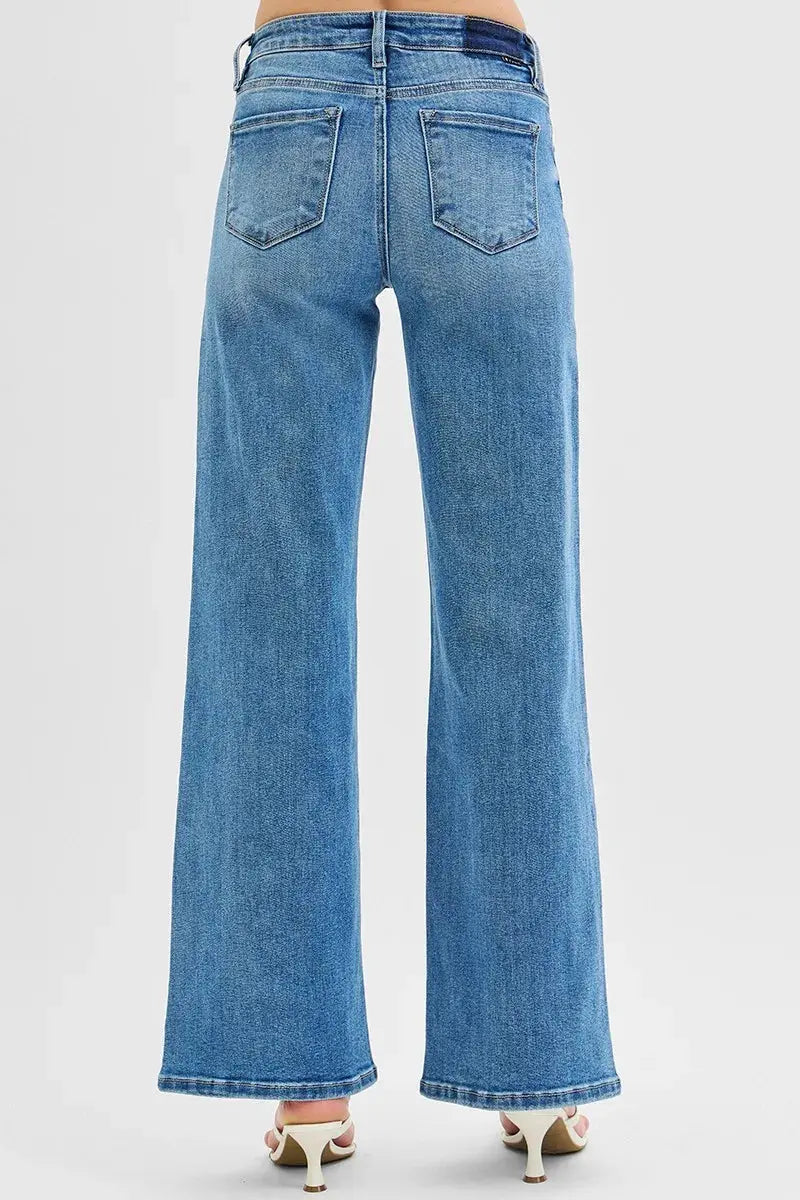 Full Size/Plus Size Low Rise Wide Leg RISEN Jeans - Be Bliss Boutique