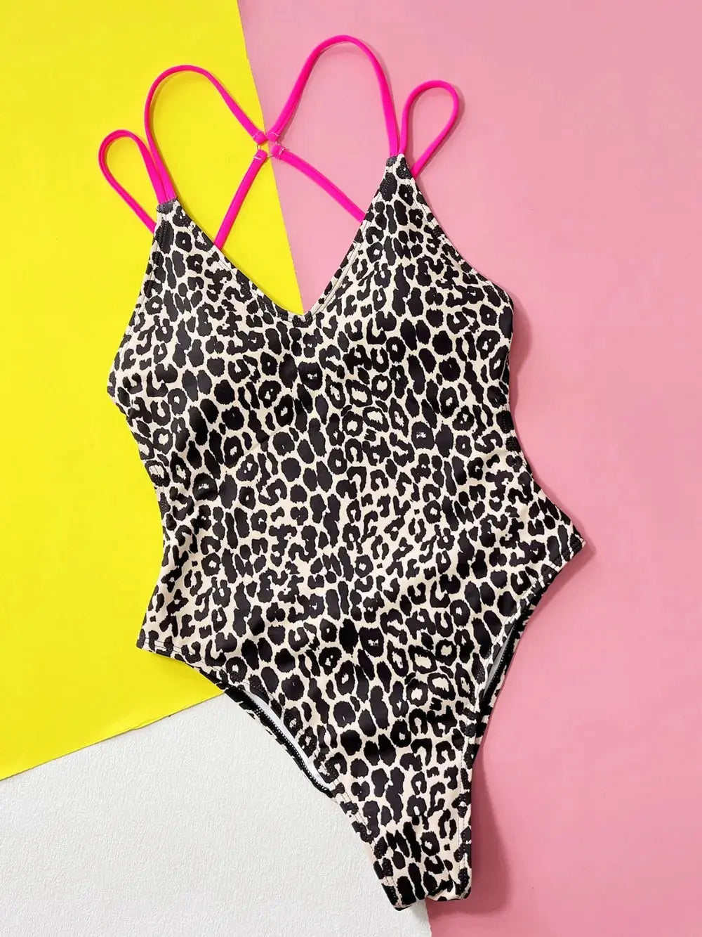 Leopard Print Plunge V-Neck One Piece Swimsuit - Be Bliss Boutique