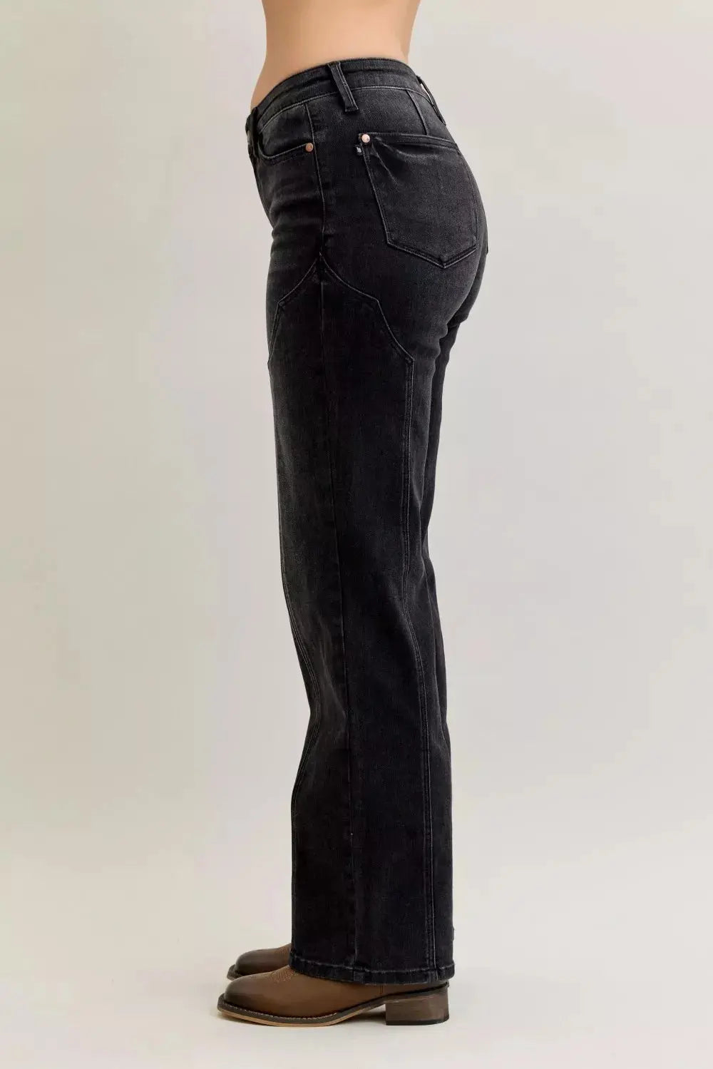 Judy Blue Jeans - Mid Rise Straight Western Seam Detail Jeans - Be Bliss Boutique