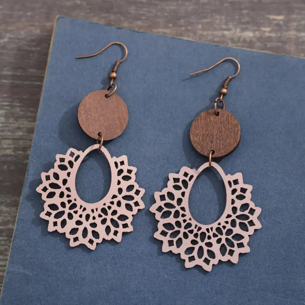 Boho Mandala Geometric Cutout Dangle Earrings - Be Bliss Boutique