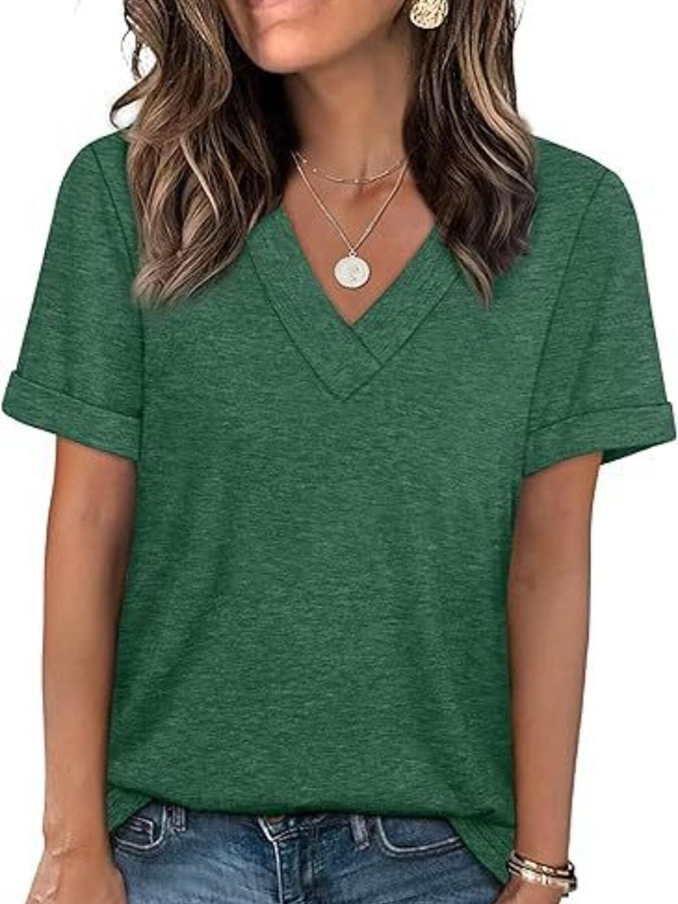 Casual V Neck Short Sleeve T Shirt - Be Bliss Boutique