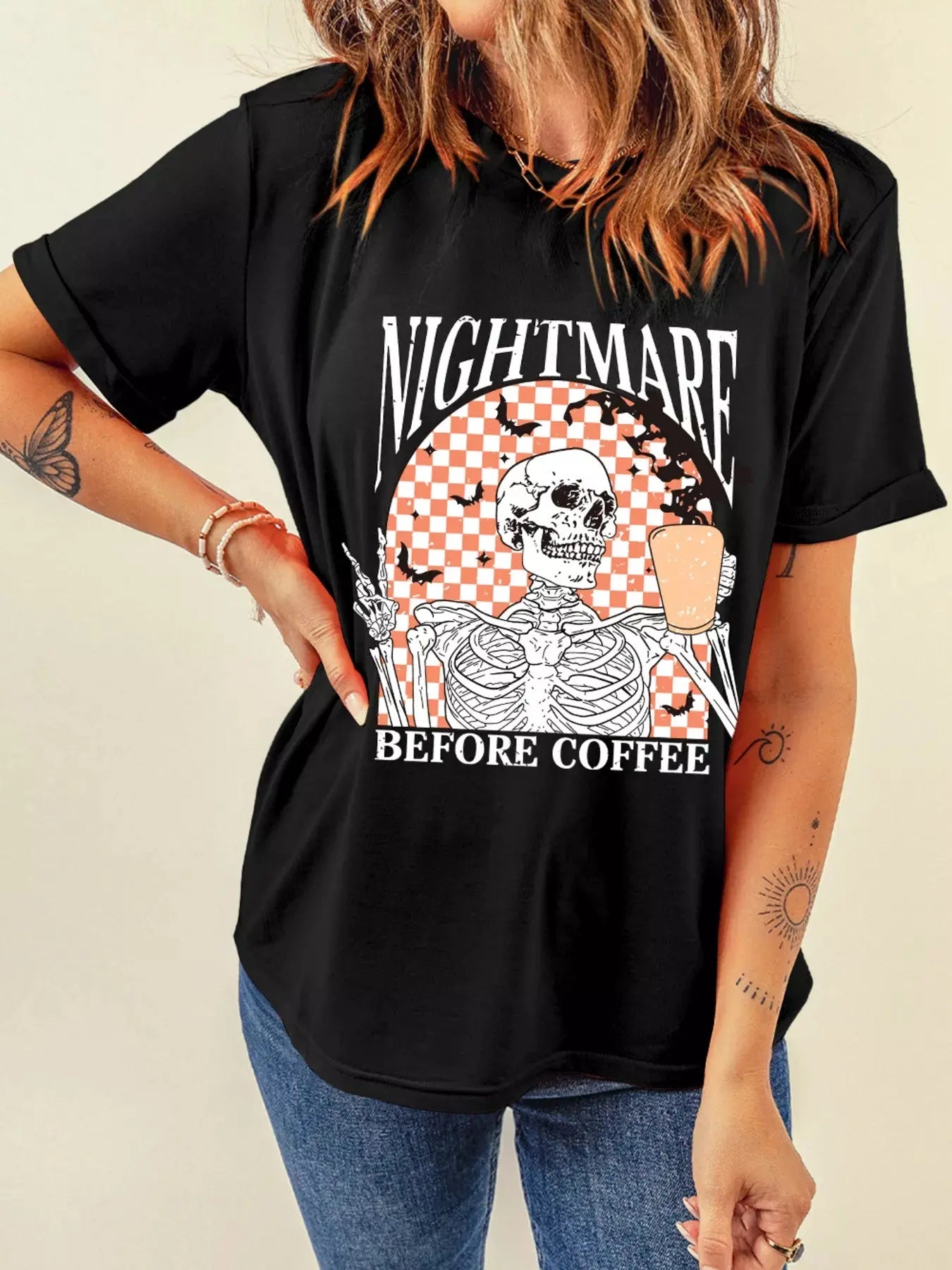 Nightmare Before Coffee Halloween Graphic Tee - Be Bliss Boutique