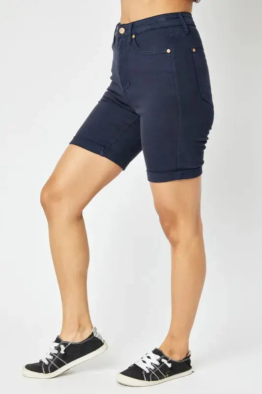 Full Size High Waist Tummy Control Bermuda Shorts by Judy Blue Jeans - Be Bliss Boutique