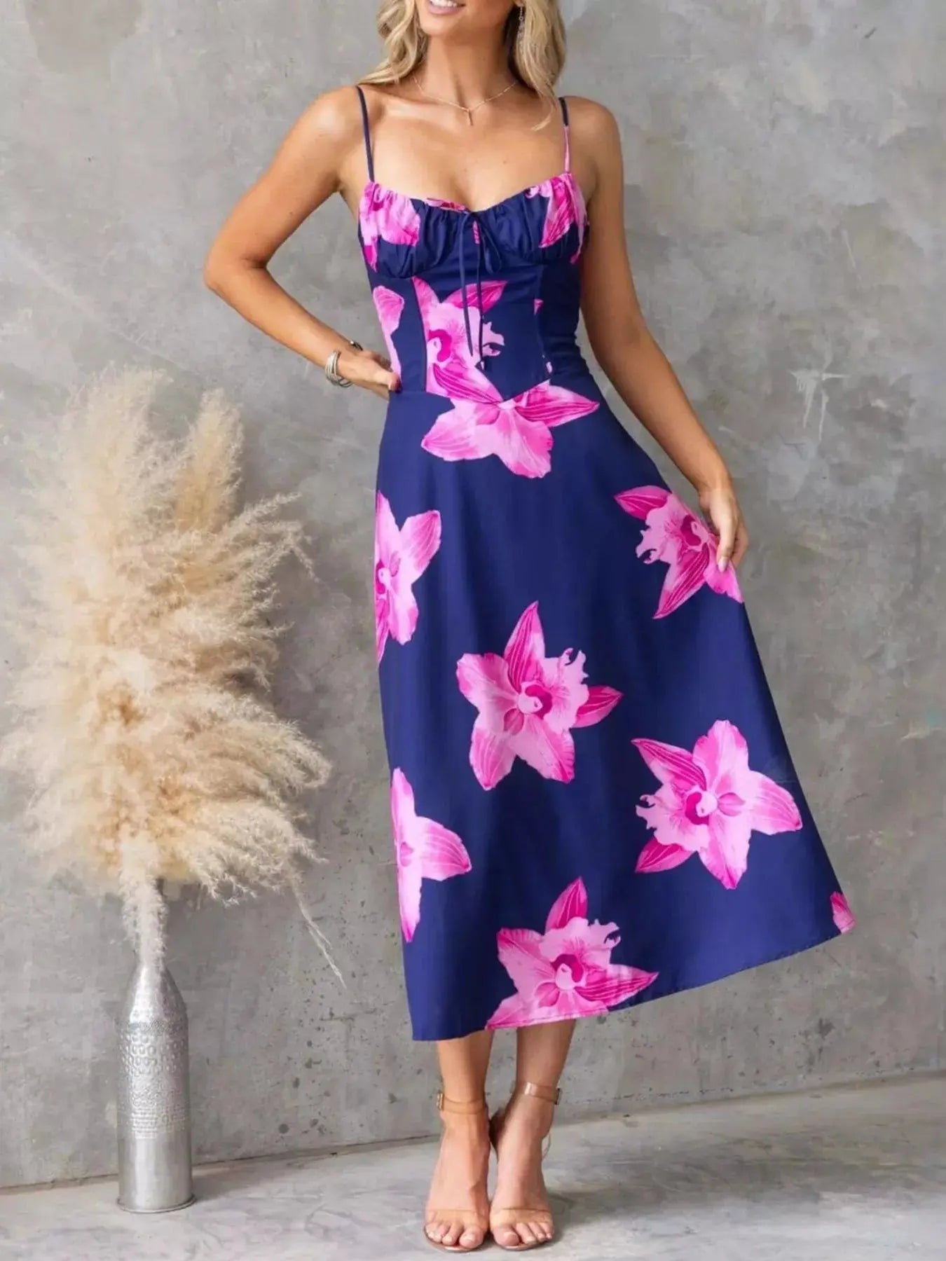 Floral Print Midi Cami Dress - Be Bliss Boutique