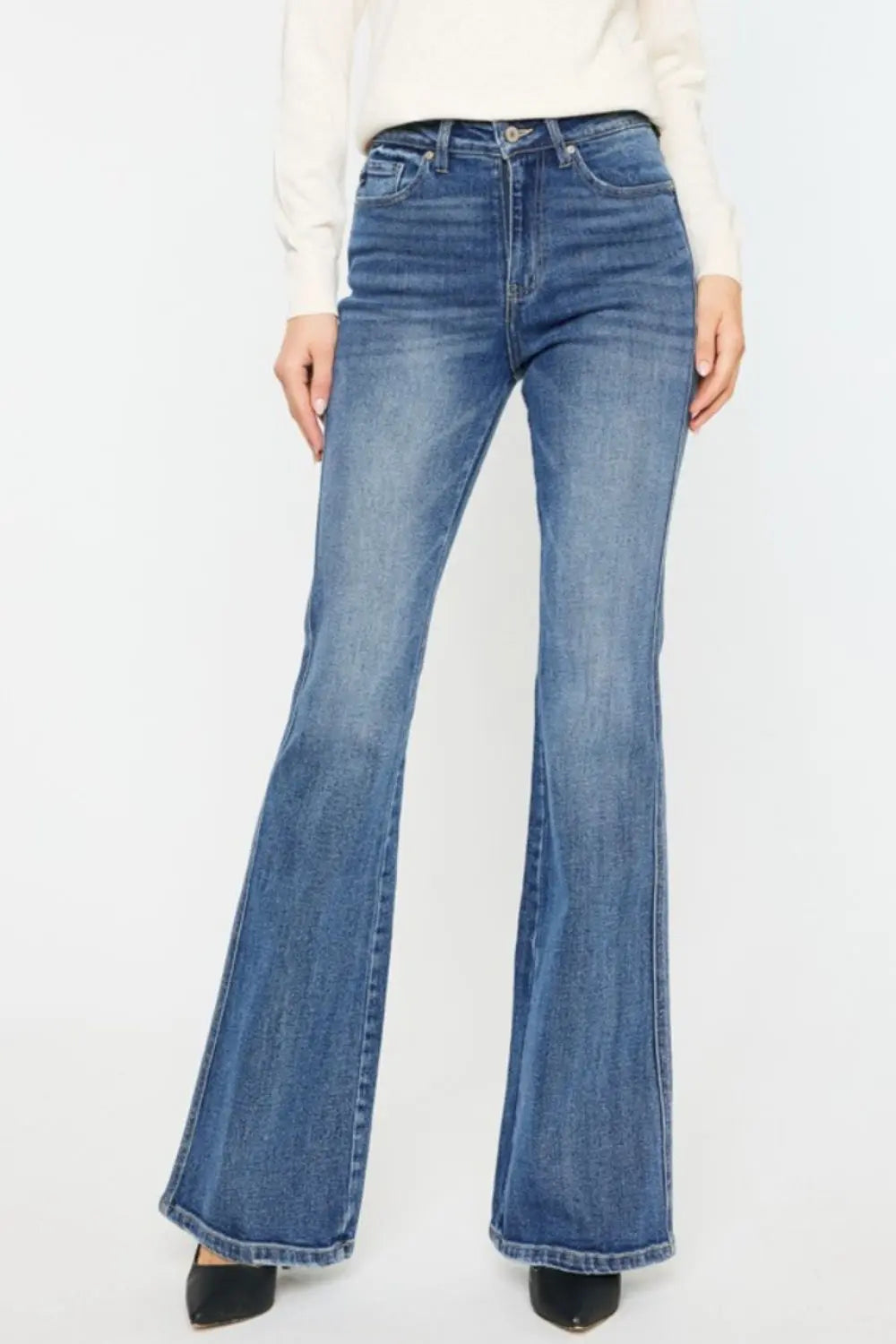 Kancan Cat's Whiskers High Waist Flare Jeans - Be Bliss Boutique