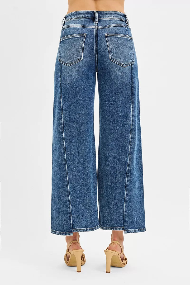 RISEN High Rise Crop Wide Leg Jeans with Step Hem -  Be Bliss Boutique
