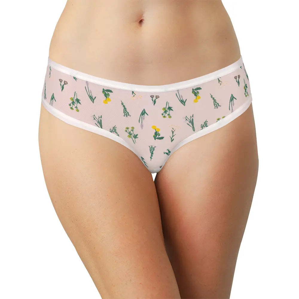 Sweet & Comfy White Floral Mesh Thong – XS–2X - Be Bliss Boutique