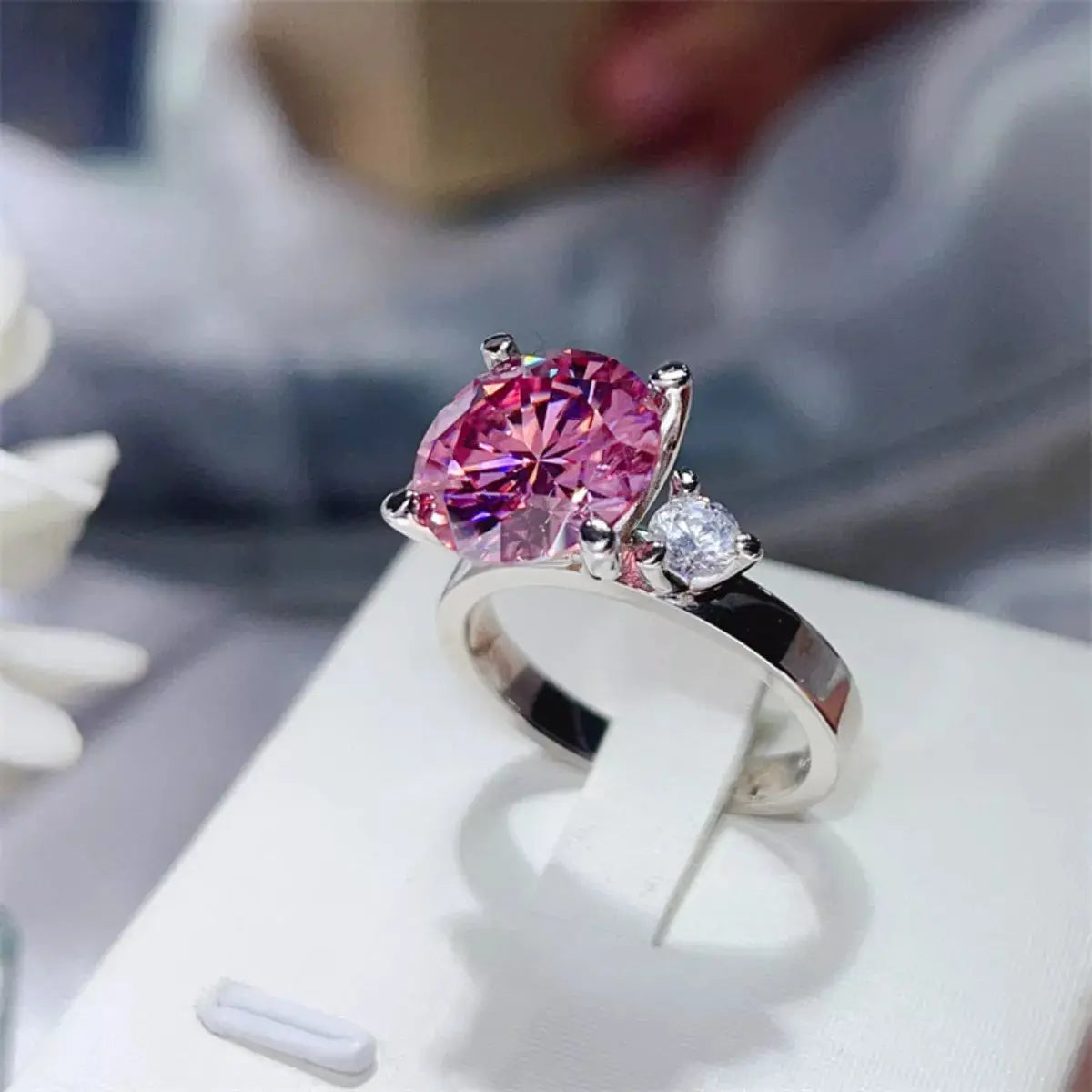 925 Sterling Silver Pink 5 Carat Moissanite Ring - Be Bliss Boutique