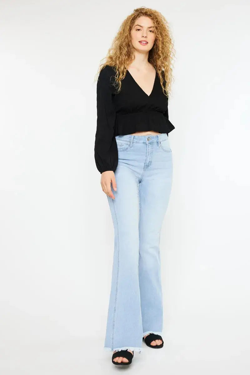 Curvy Kancan High Rise Flare Jeans - Light Wash - Be Bliss Boutique