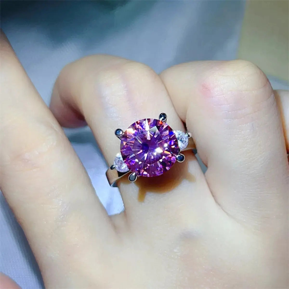 925 Sterling Silver Pink 5 Carat Moissanite Ring - Be Bliss Boutique