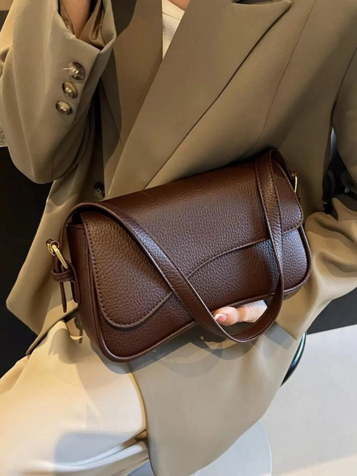 Solid Color Leather Crossbody Bag - Be Bliss Boutique