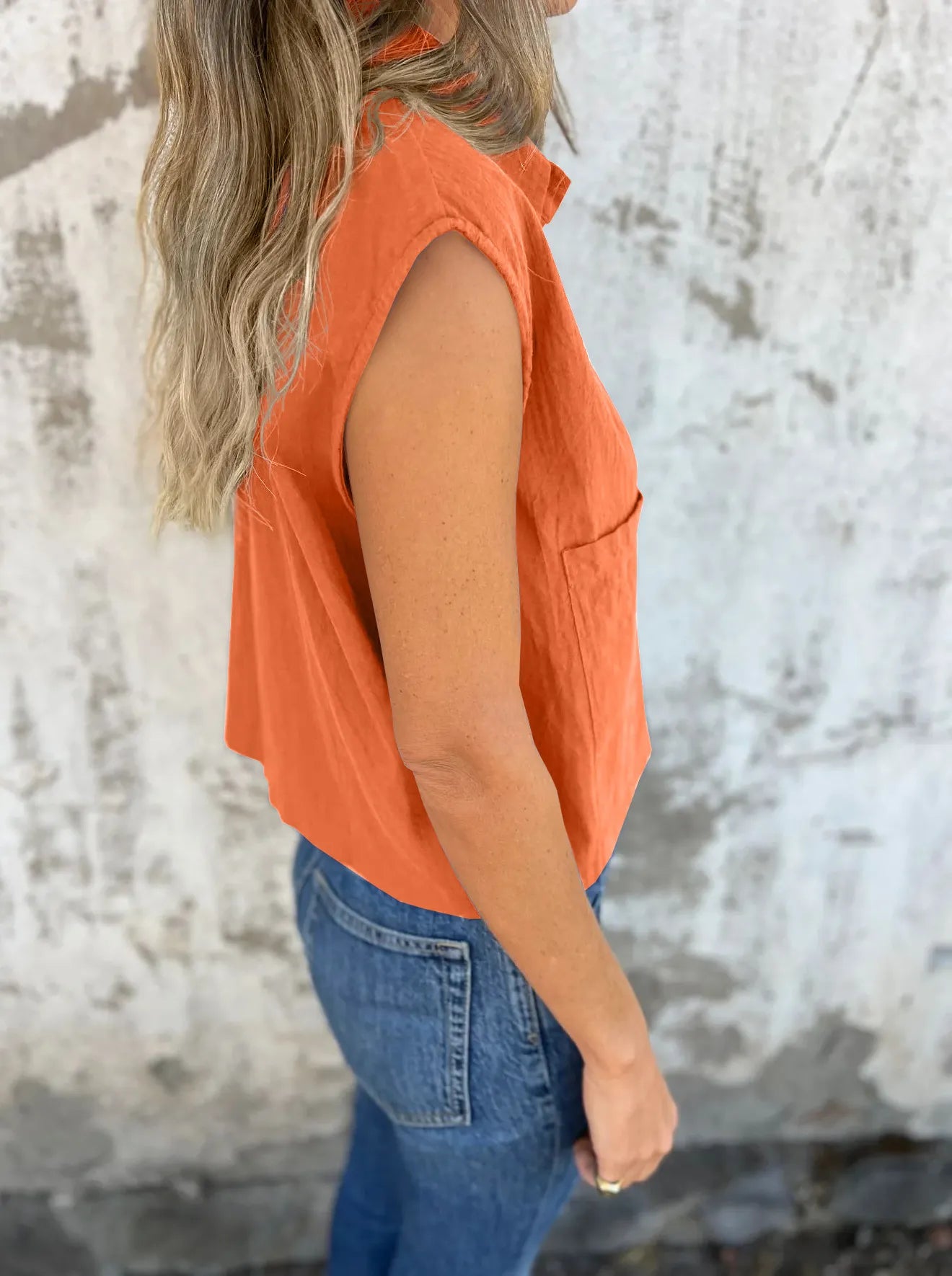 Full Size Button Down Cap Sleeve Linen Shirt Plus Size - Be Bliss Boutique