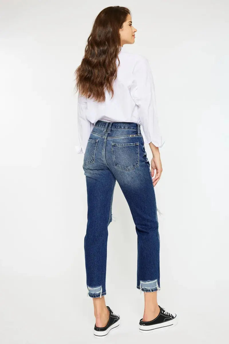 High Rise Distressed Kancan Mom Jeans - Be Bliss Boutique