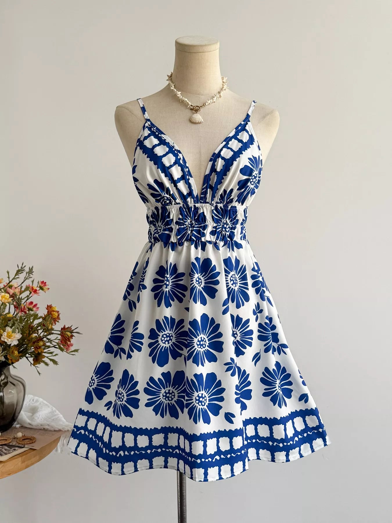 Floral Print V Neck Mini Dress - Be Bliss Boutique