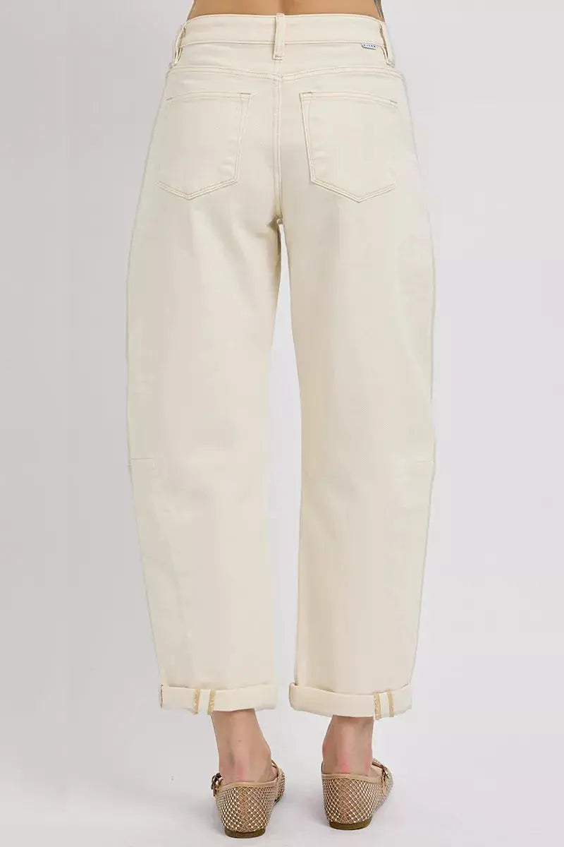 RISEN Jeans - High Rise Relaxed Barrel Cuffed Jeans - Be Bliss Boutique