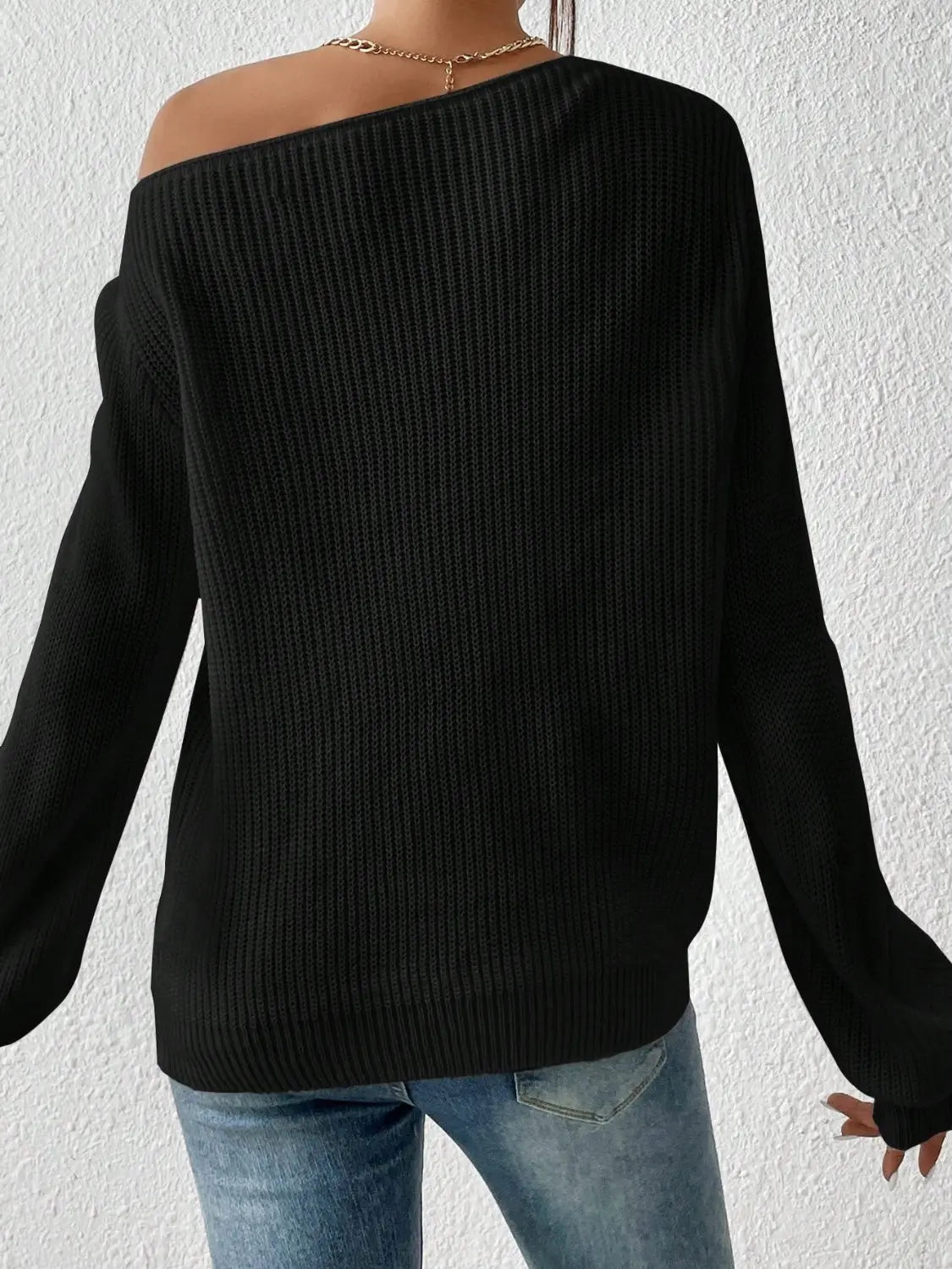 Honey Long Sleeve One Shoulder Sweater - Be Bliss Boutique