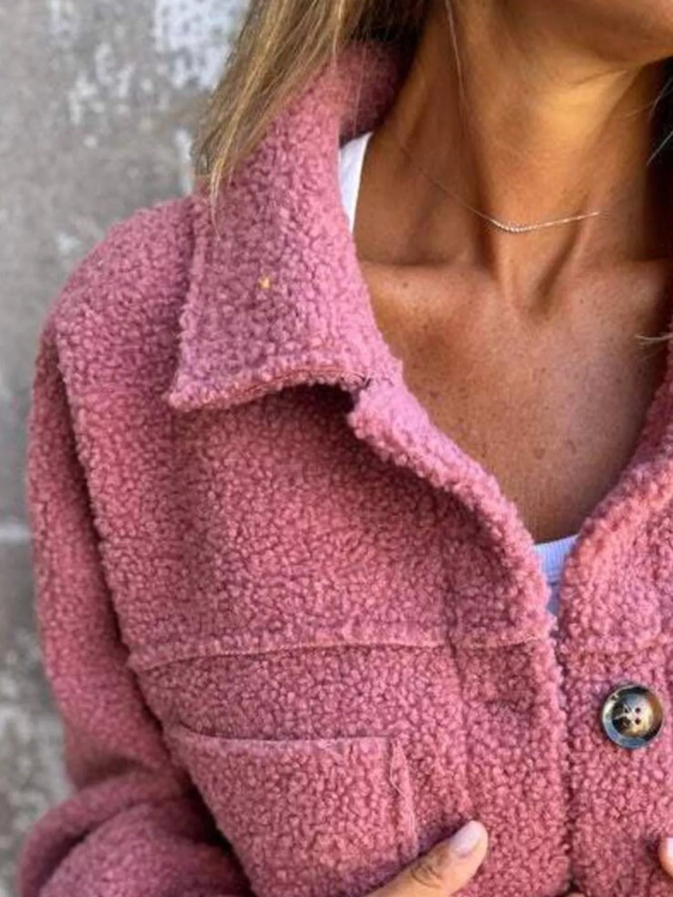 Full Size Single-Breasted Sherpa Shacket Plus Size - Be Bliss Boutique