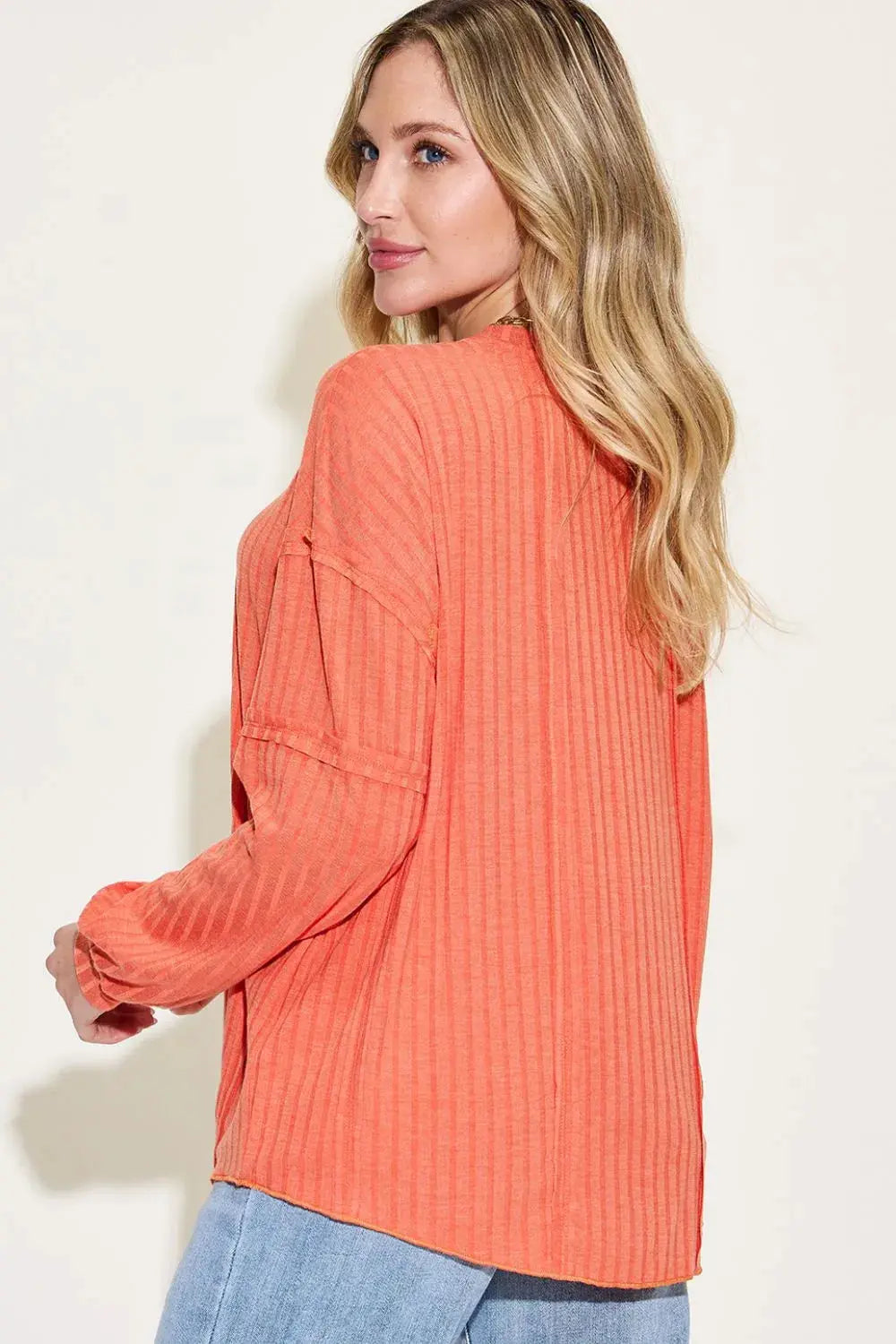 Basic Bae Full Size Round Neck Ribbed Long Sleeve T Shirt - Be Bliss Boutique