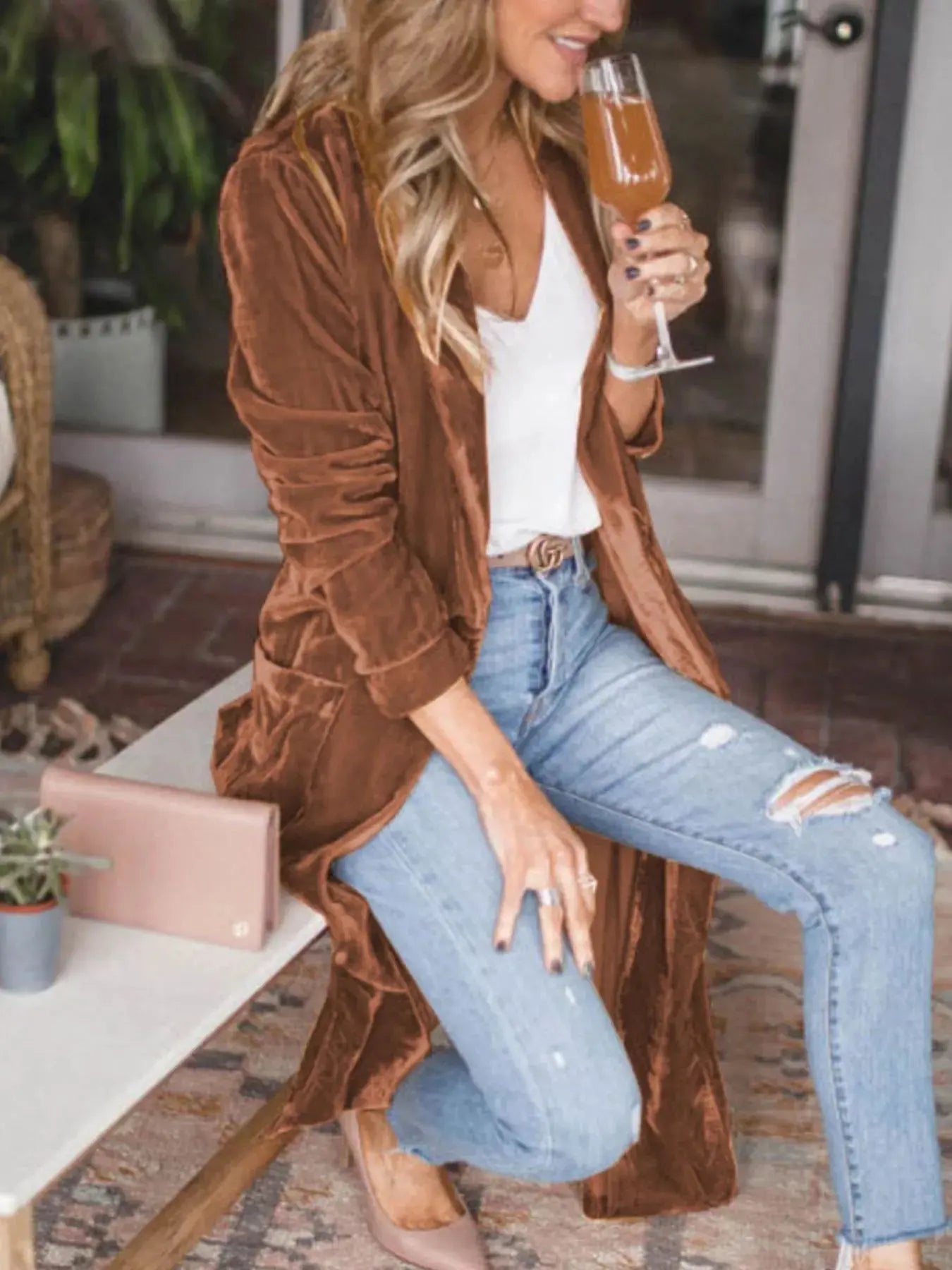 Velvet Luxe Open Front Longline Cardigan - Be Bliss Boutique