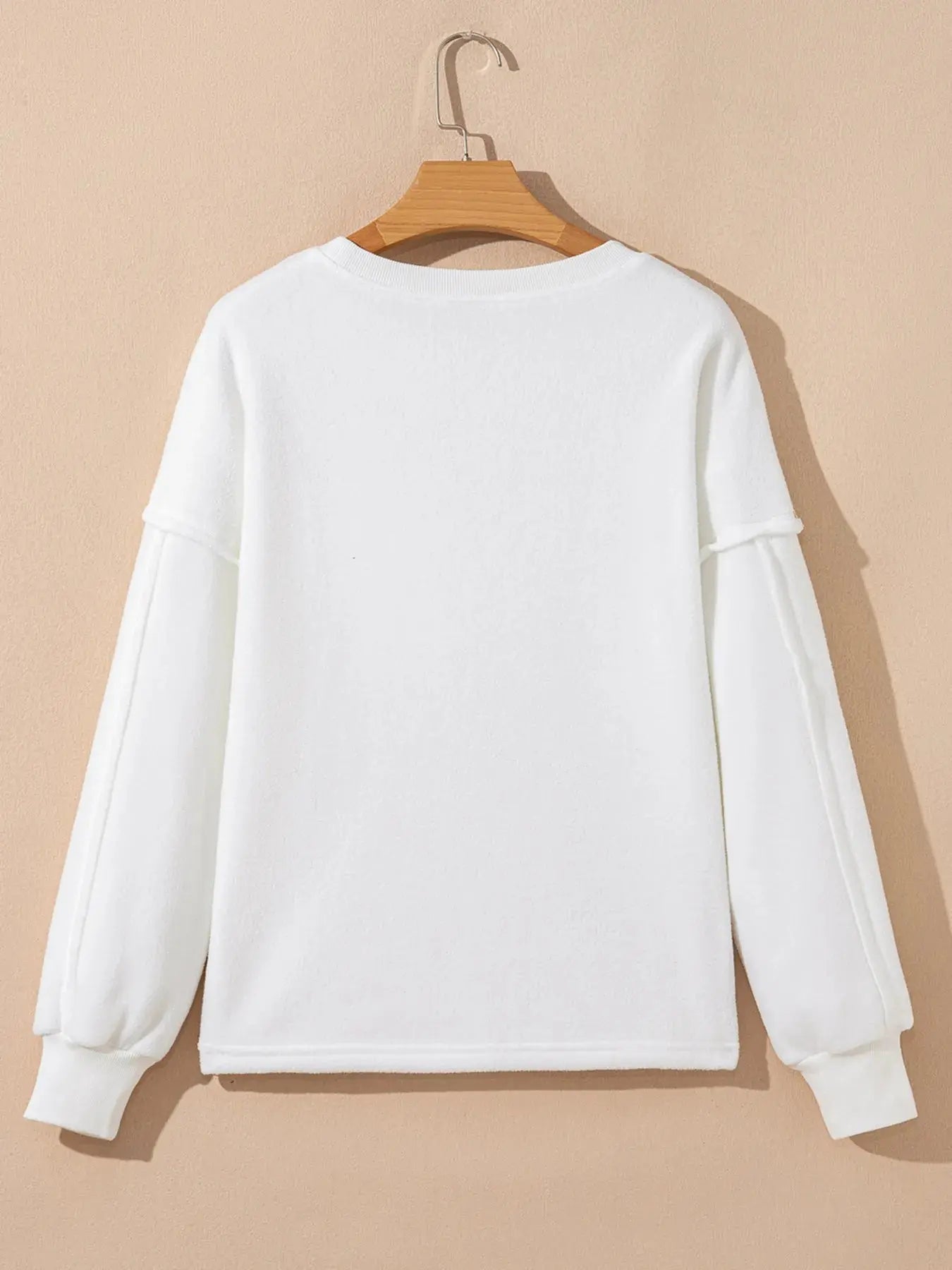 Cozy Cream Exposed Seam Knit Pocket Pullover Sweatshirt - Be Bliss Boutique