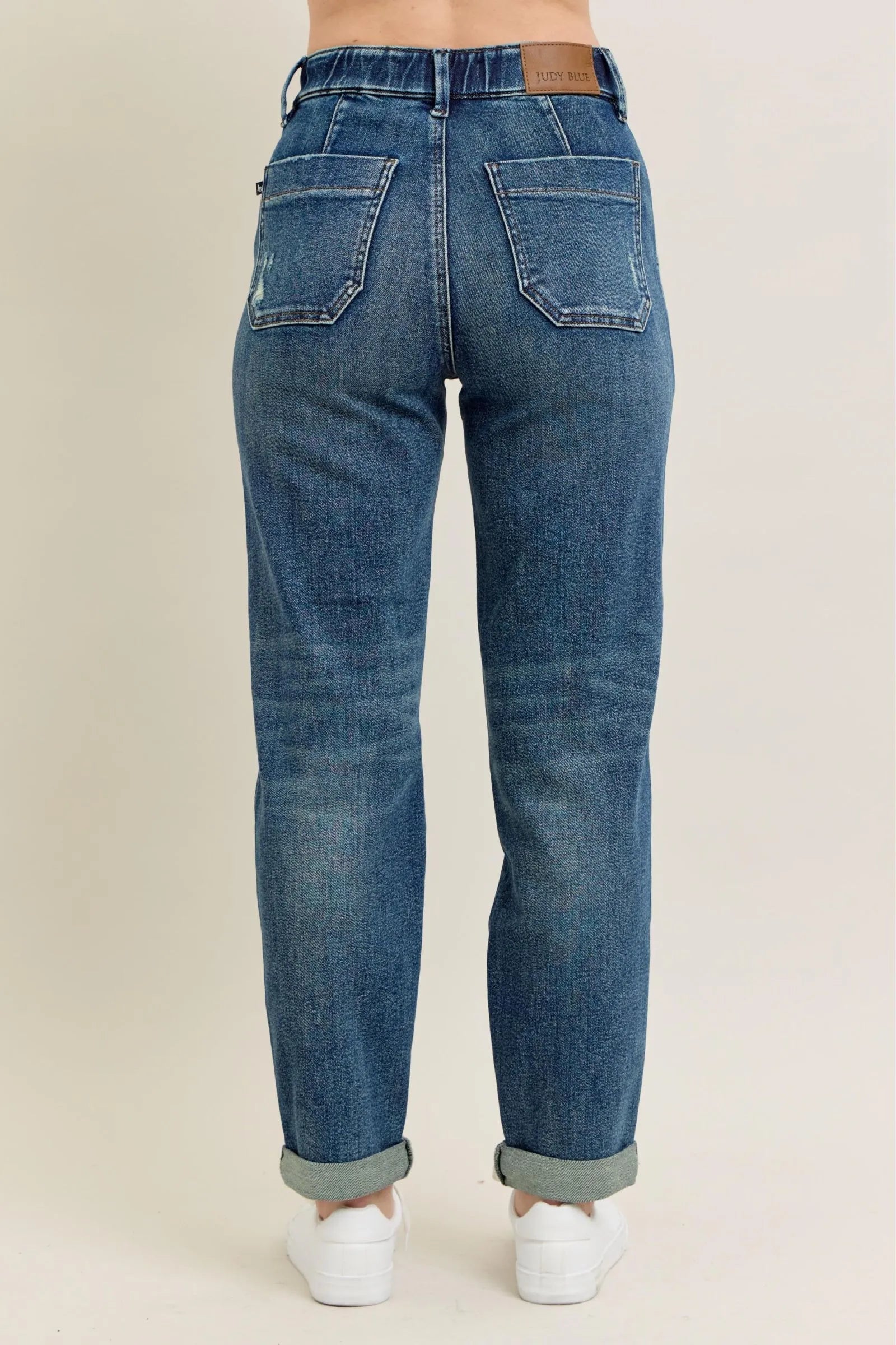 Judy Blue Jeans - Full Size HW Vintage Wash Jeans w/ Drawstring - Be Bliss Boutique