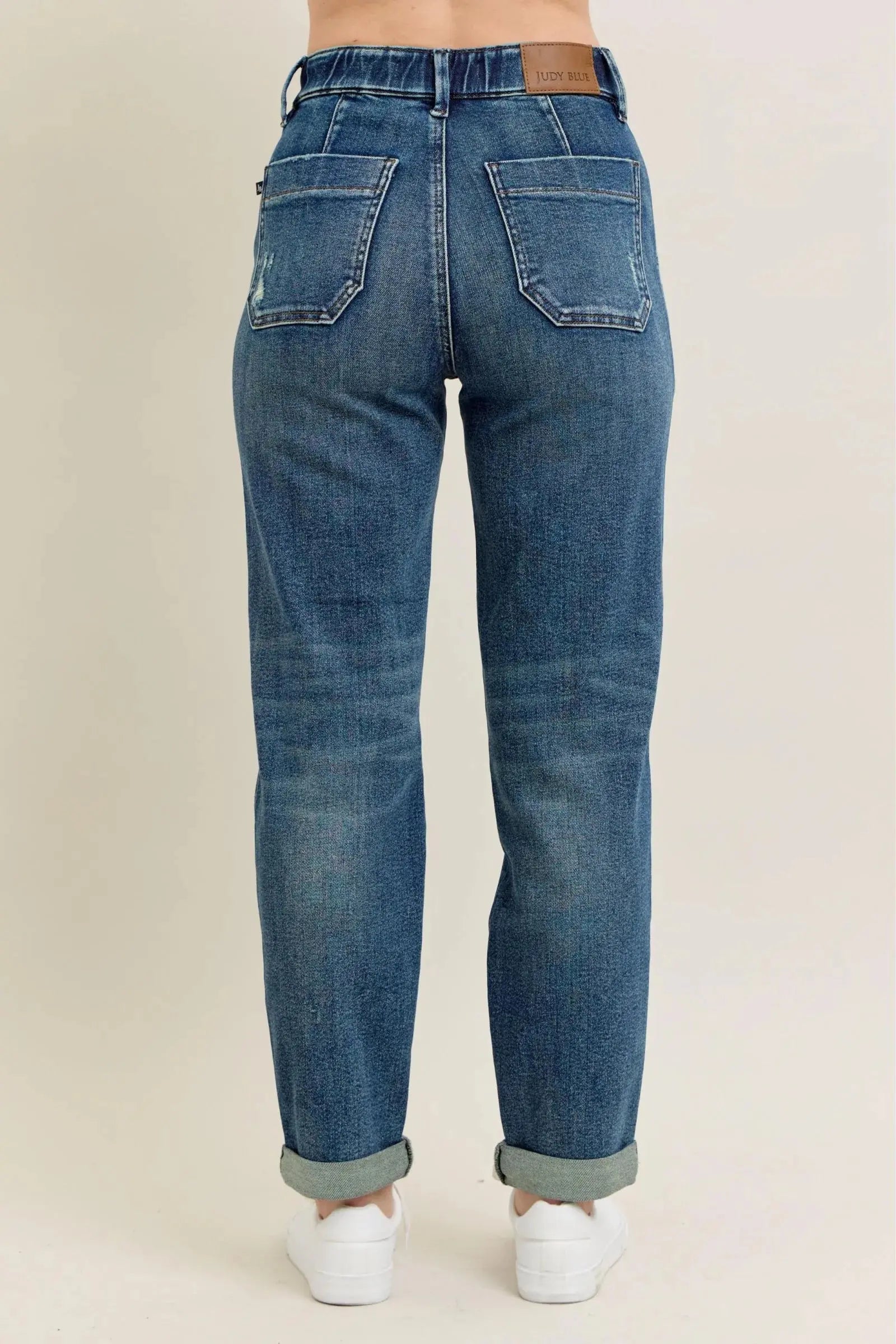 Judy Blue Jeans - Full Size HW Vintage Wash Jeans w/ Drawstring - Be Bliss Boutique
