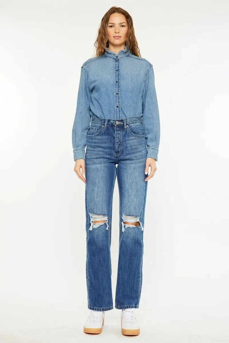 Ultra High Rise 90's Kancan Boyfriend Jeans - Be Bliss Boutique