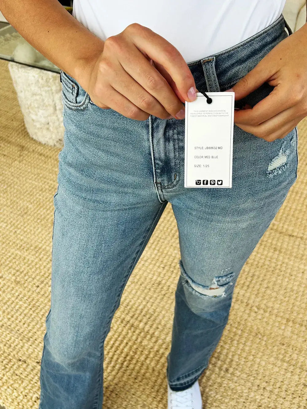 Full Size Mid Rise Destroyed Hem Distressed Judy Blue Jeans - Be Bliss Boutique