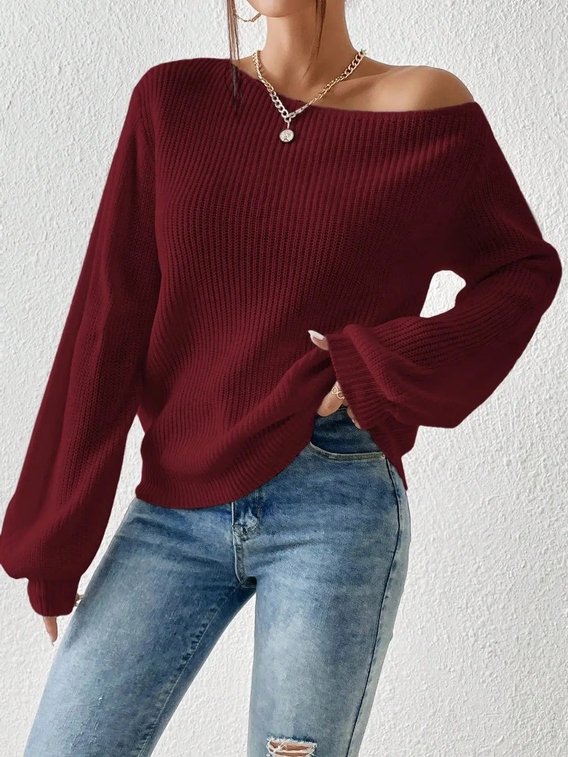 Honey Long Sleeve One Shoulder Sweater - Be Bliss Boutique