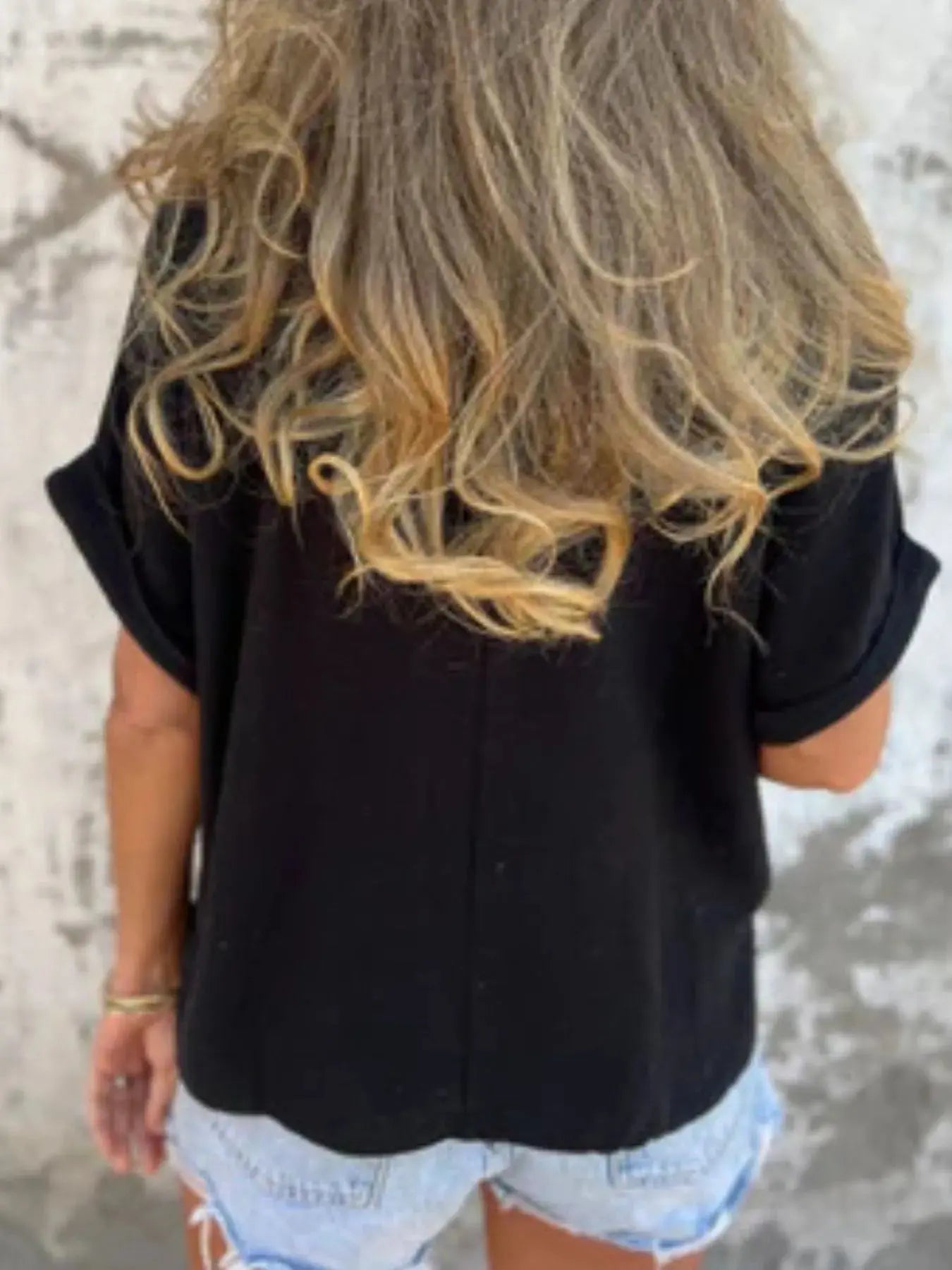 Full Size Relaxed Fit Rolled Sleeve T Shirt - Be Bliss Boutique