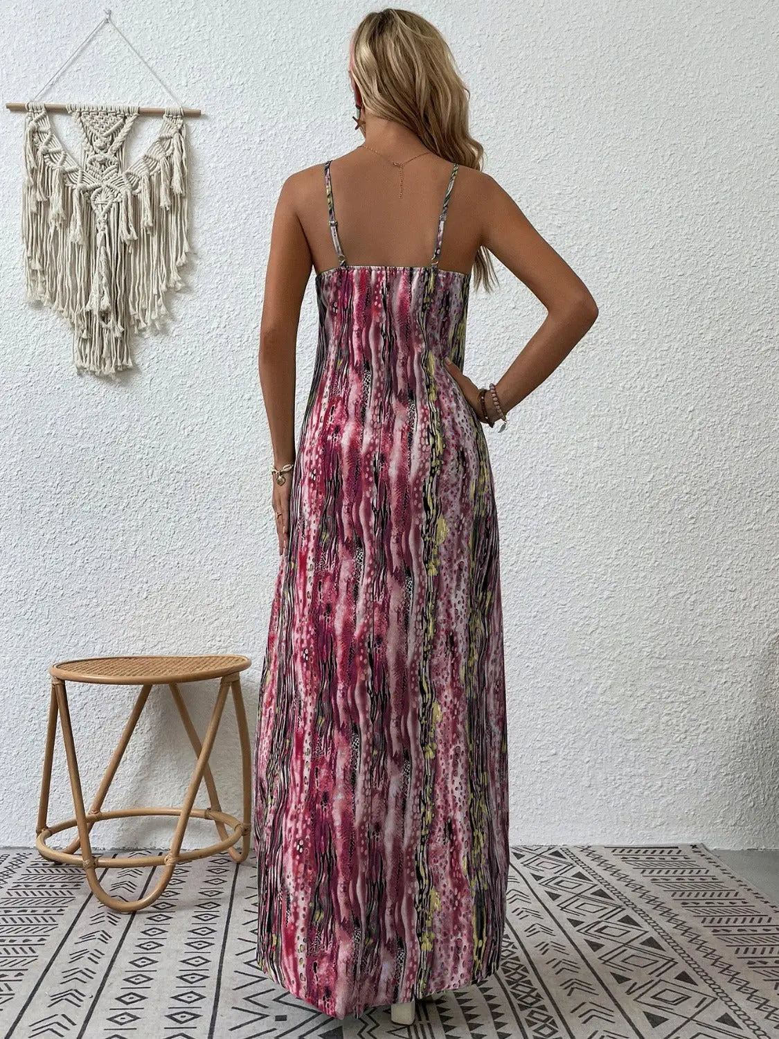 Full Size Printed Scoop Neck Maxi Cami Dress - Be Bliss Boutique