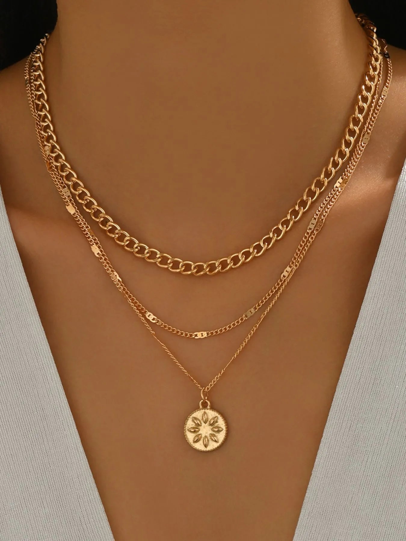 18K Gold-Plated Layered Sun Medallion Necklace - Be Bliss Boutique
