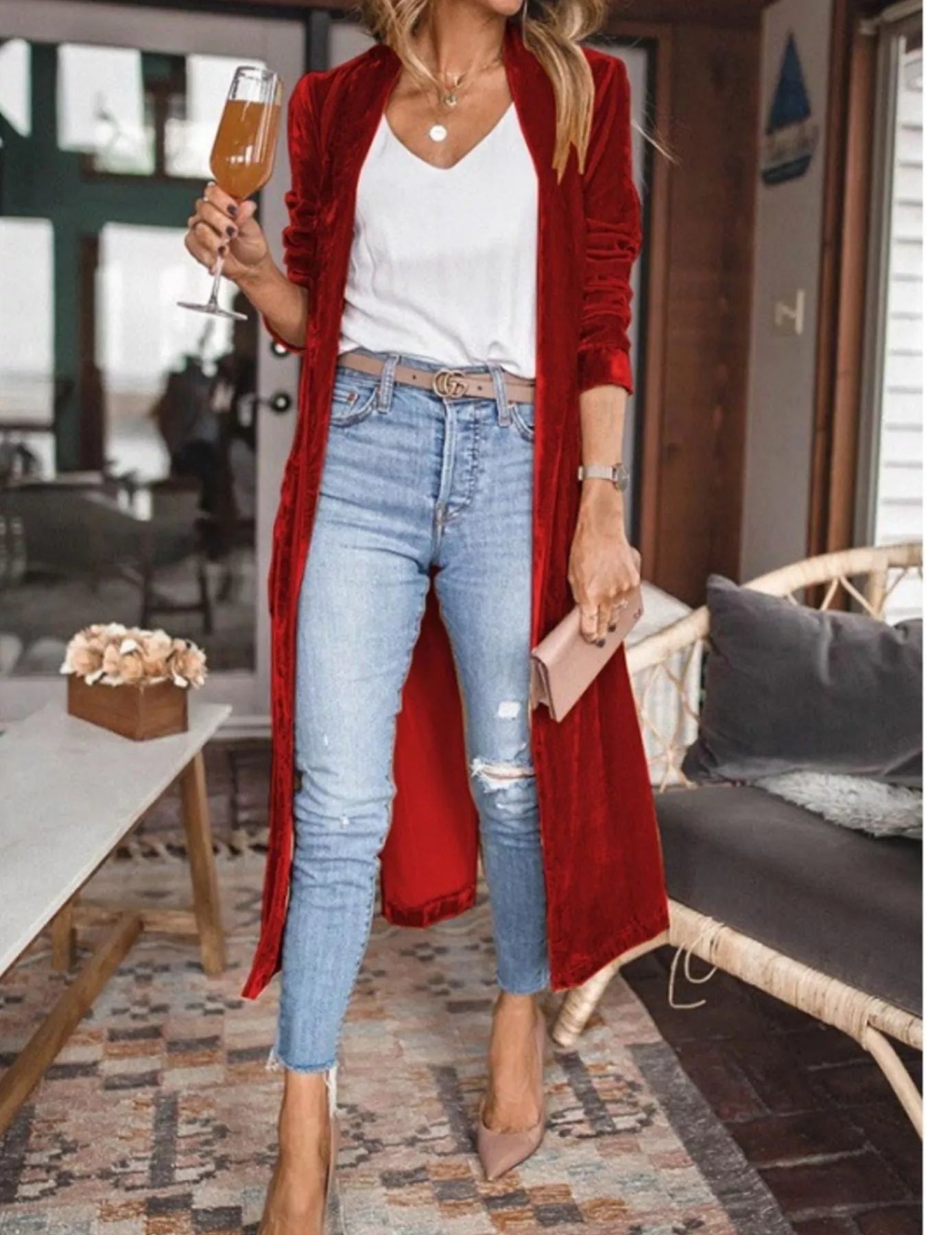 Open Front Long Sleeve Longline Cardigan -  Be Bliss Boutique