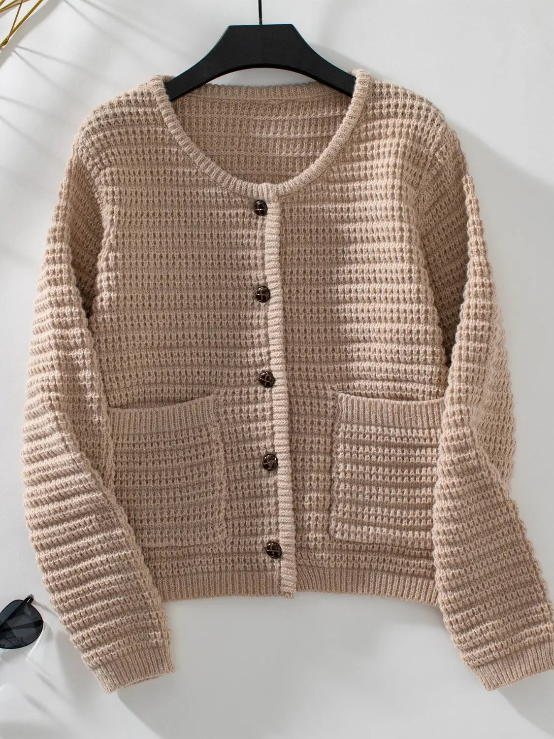 Textured Knit Button Up Long Sleeve Cardigan - Be Bliss Boutique